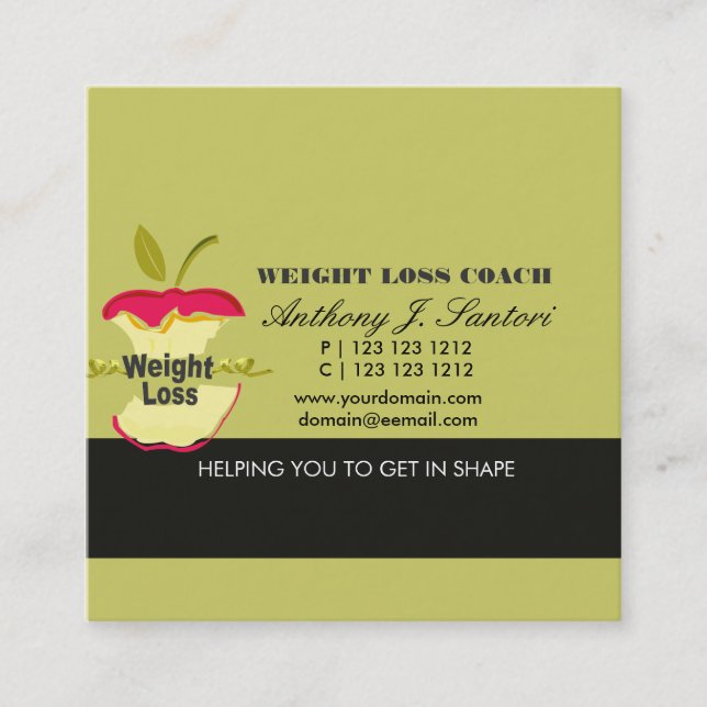 Apple Fitness Weight-Loss Coach Dietician Square Business Card (Front)