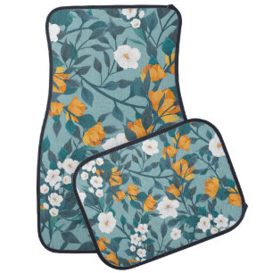 Apple Floral: Blooming Pattern Motif. Car Floor Mat