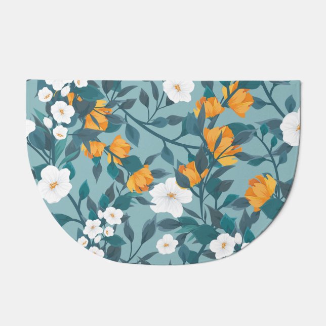 Apple Floral: Blooming Pattern Motif. Doormat (Front)