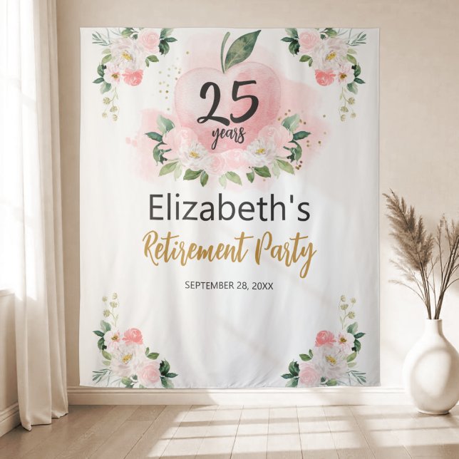 Apple Floral Teacher Retirement Party Backdrop (Creator Uploaded)