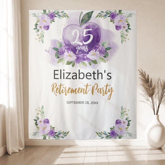 Apple Floral Teacher Retirement Party Backdrop (Creator Uploaded)