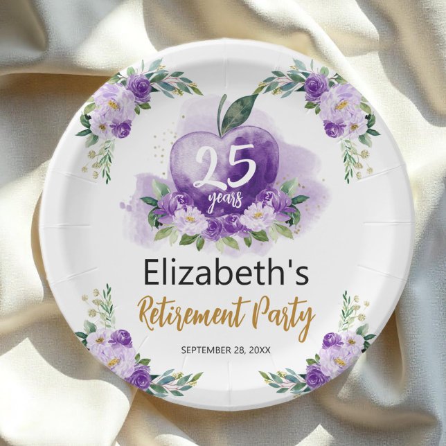 Apple Floral Teacher Retirement Party  Paper Plates (Creator Uploaded)