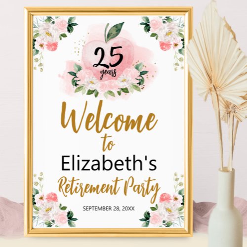 Apple Floral Teacher Retirement Party Welcome Sign