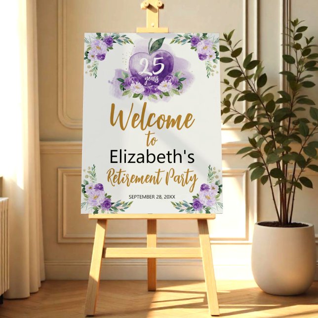 Apple Floral Teacher Retirement Party Welcome Sign (Creator Uploaded)
