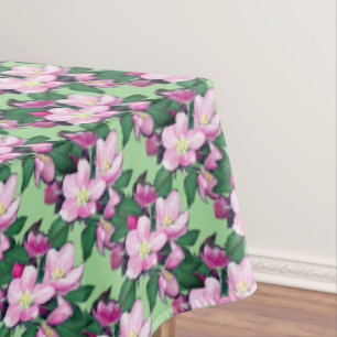 Apple Flowers on Light Green Tablecloth