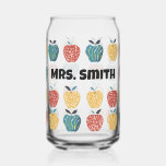 Apple for Teacher Custom Name Apple Pattern Can Glass