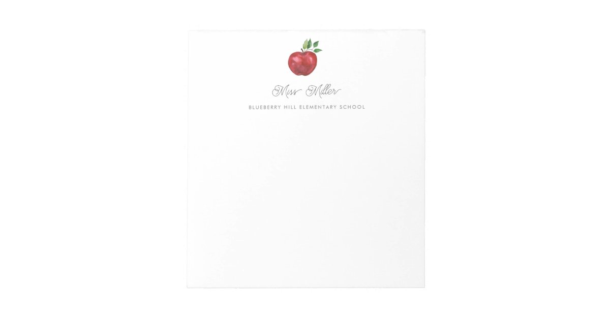 Apple for Teacher Personalized Notepad Zazzle