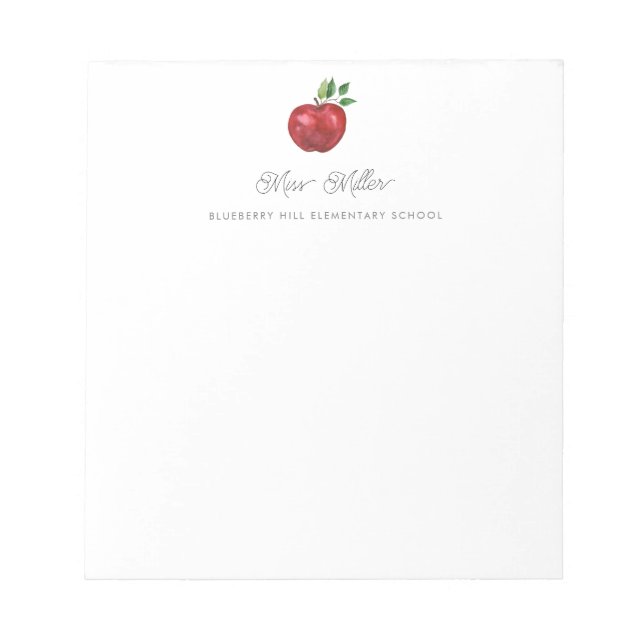 Apple for Teacher Personalized Notepad (Front)