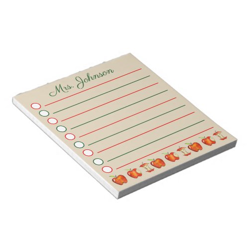 Apple for the School Teacher Red Personalized List Notepad