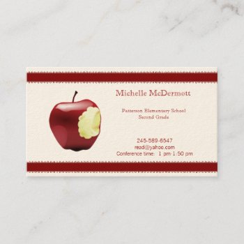Apple For The Teacher Business Card by Lilleaf at Zazzle