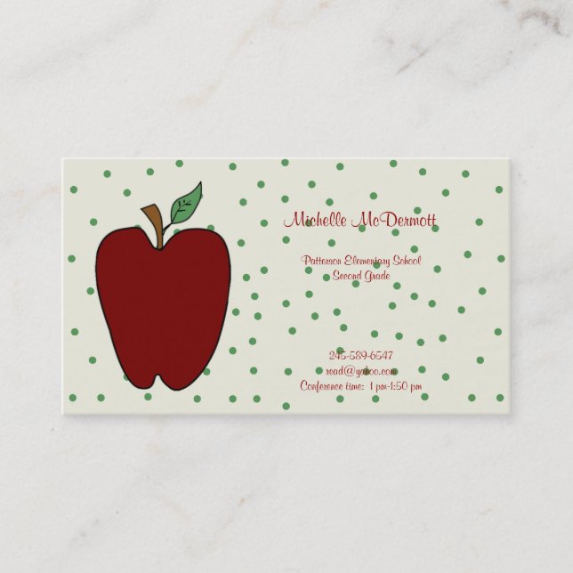Apple for the Teacher Business Card (Front)