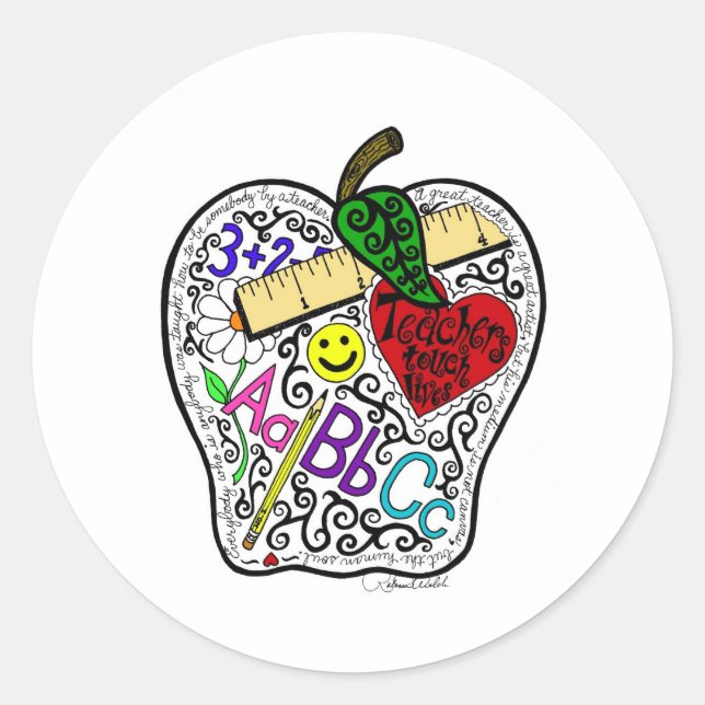 Apple for the teacher classic round sticker (Front)
