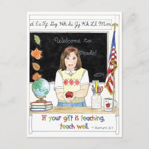 Apple for the Teacher Inspirational Postcard