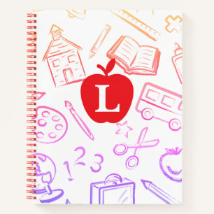 Apple for the Teacher Monogram Spiral Notebook