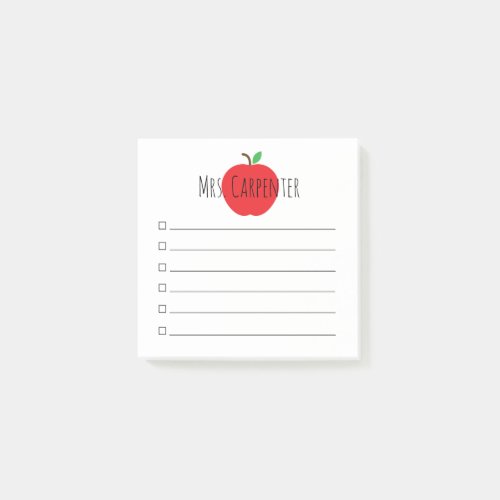 Apple for the Teacher Personalized Check List Post_it Notes