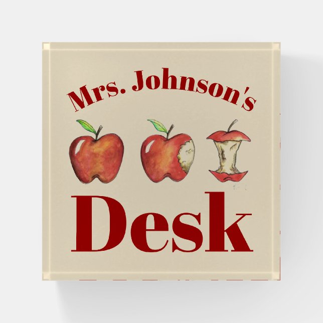 Apple for the Teacher Personalized School Desk Paperweight (Front)