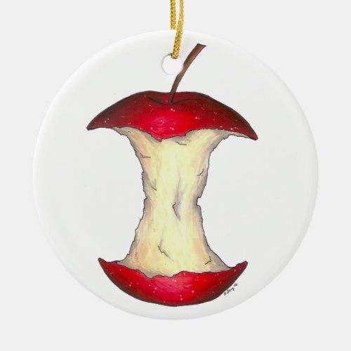 Apple for the Teacher Red Delicious Fruit Core Ceramic Ornament