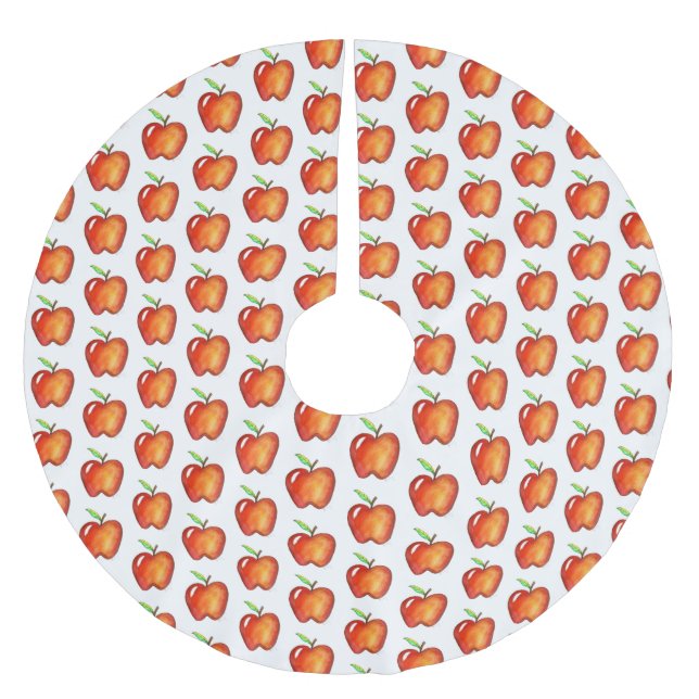 Apple for the Teacher Red Delicious Fruit Print Brushed Polyester Tree Skirt (Front)