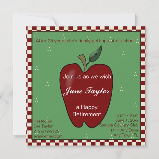 Apple for the Teacher Retirement Party Invitation | Zazzle.com