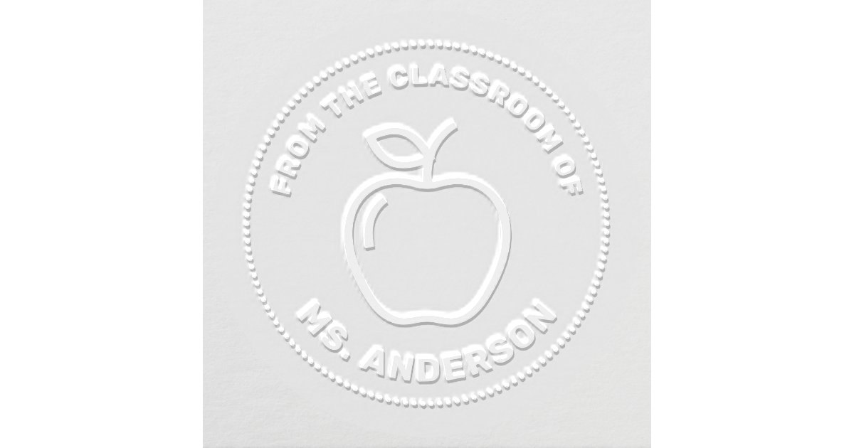 Classroom Apple Stamp Personalized Teacher Embosser - Berry Berry Sweet