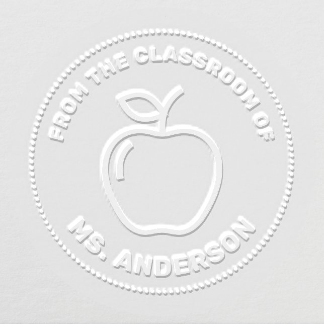 Apple From The Classroom Of Personalized Teacher Embosser (Design)