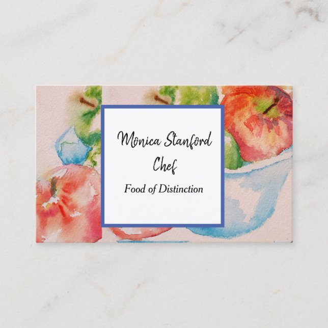 Apple Fruit Food Chef Watercolour Business Card (Front)