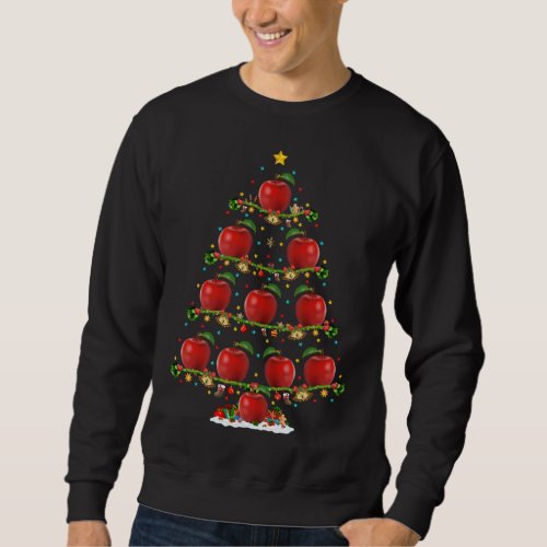 Apple Fruit Lover Lights Xmas Santa Apple Christma Sweatshirt