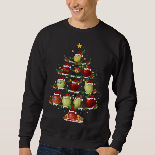 Apple Fruit Lover Xmas Lighting Apple Christmas Tr Sweatshirt (Front)