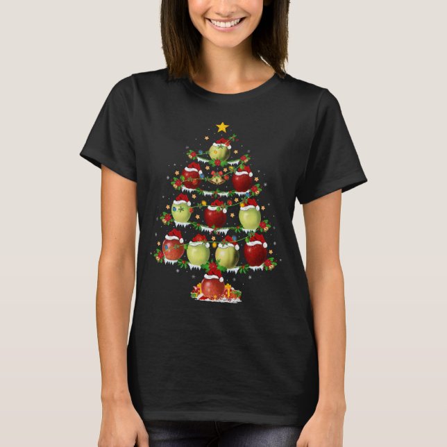 Apple Fruit Lover Xmas Lighting Apple Christmas Tr T-Shirt (Front)