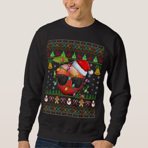Apple Fruit Lover Xmas Santa Hat Apple Ugly Christ Sweatshirt