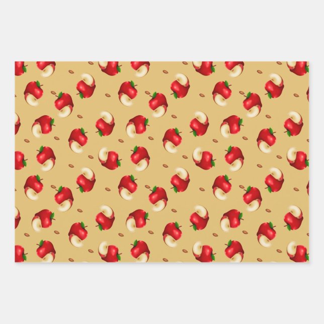 Apple fruit pattern  wrapping paper sheets (Front)