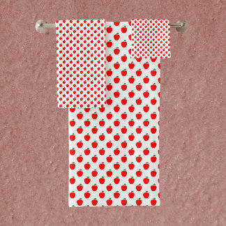 Apple Fruit Red Pattern Bath Towel Set