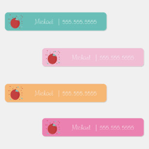 Apple Fruit School Class Lunch Name Number Labels