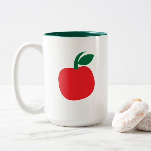 Apple Fruit  Two-Tone Coffee Mug (With Donut)