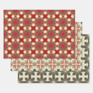 Apple Fruit Vintage Vibrant Abstract Pattern Set 2 Wrapping Paper Sheets