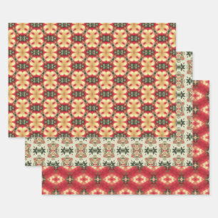 Apple Fruit Vintage Vibrant Abstract Pattern Set 7 Wrapping Paper Sheets