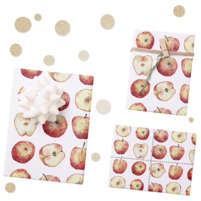 Apple Fruit Watercolor Wrapping Paper Sheets