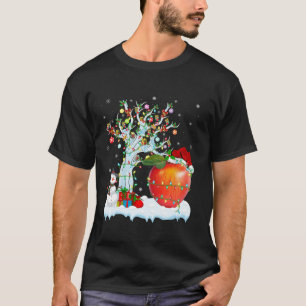 Apple Fruit Xmas Lighting Tree Santa Hat Apple Chr T-Shirt