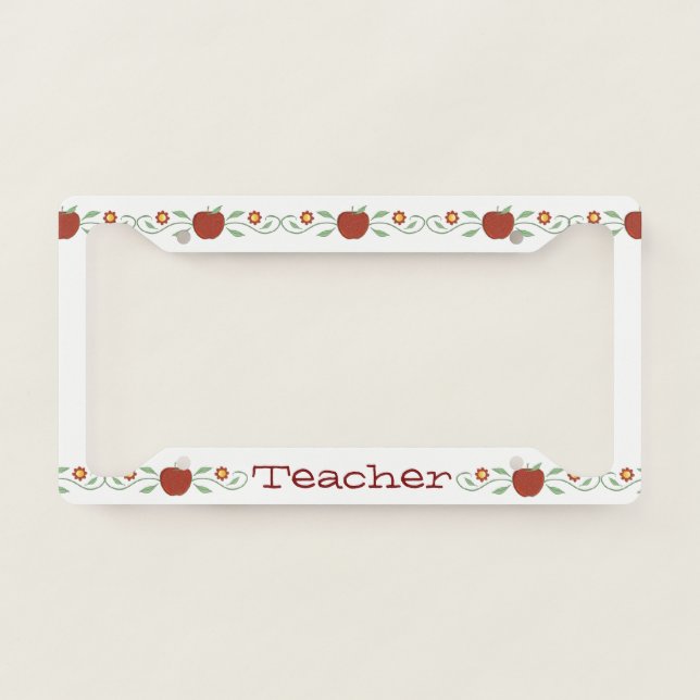 Apple Garland Teacher License Plate Frame (Front)