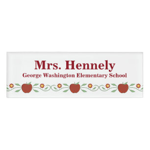 Apple Garland Teacher's Custom Name Tag