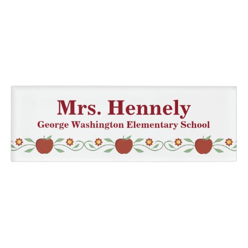 Apple Garland Teachers Custom Name Tag