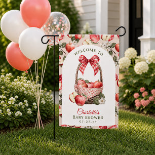 Apple & Gingham Baby Shower Welcome Garden Flag