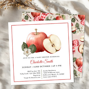 Apple Gingham Bow Fall Baby Shower Invitation