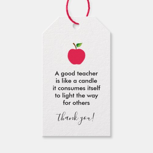 Apple Good Teachers Thank You Appreciation Gift Tags