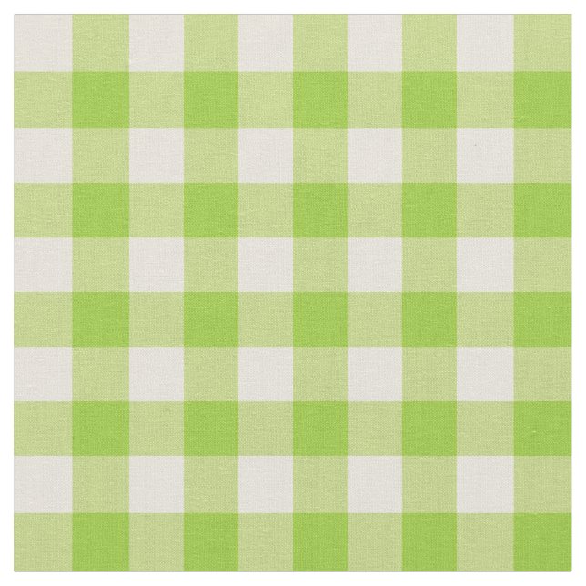 Apple Green and Antique White Gingham Fabric (Close Up)