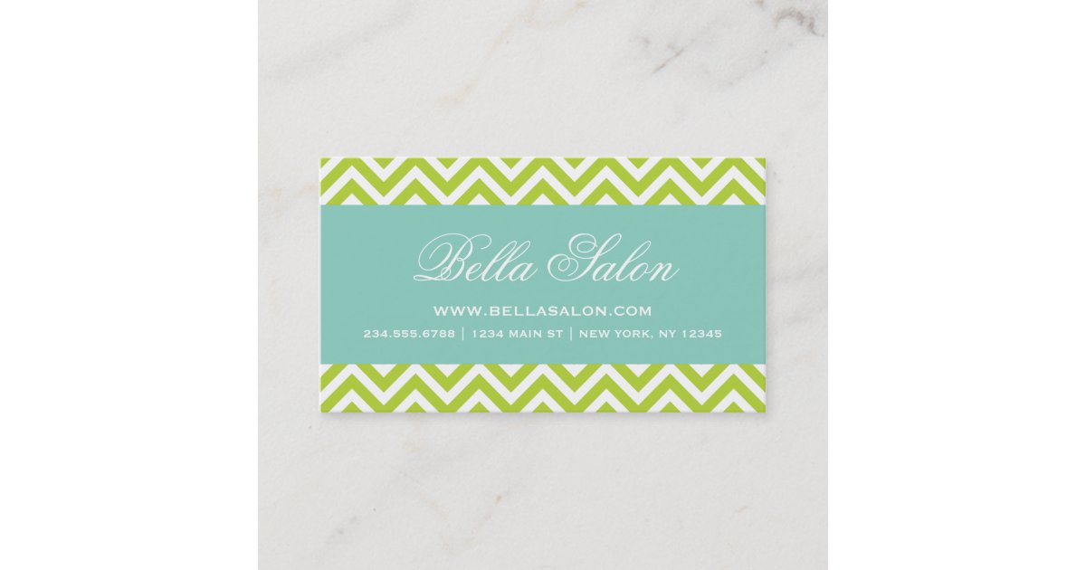 Apple Green and Aqua Modern Chevron Stripes Business Card | Zazzle