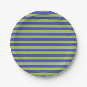 Apple Green and Blue Stripes Paper Plates