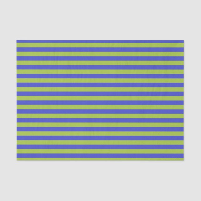 Apple Green and Blue Stripes Tissue Paper (Front)