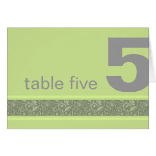 Apple Green and Gray Floral Damask Table Number