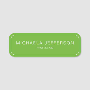 Apple Green and White Elegant Professional  Name Tag